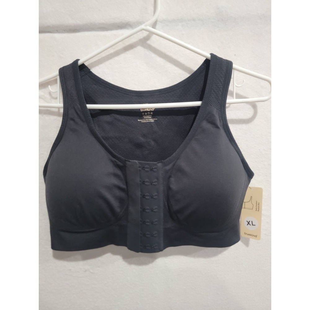 Truekind‎ Daily Comfort Posture Bra XL Black NWT Front Closure Wireless Support